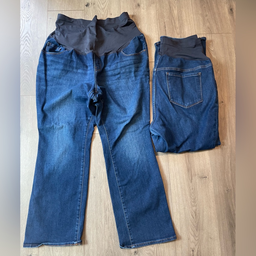 2 Pair Old Navy Full Panel Bootcut Maternity Jean… - image 1